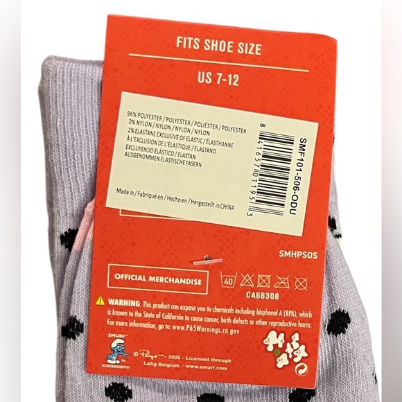 Smurfette Purple Polka Dot Socks - Picture 3 of 3